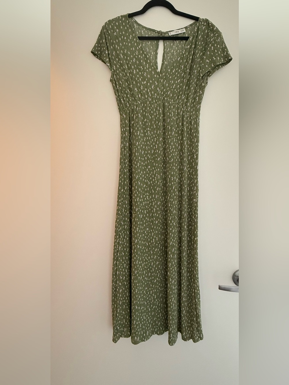 Mango - Olive Green Short Sleeve Maxi Dress